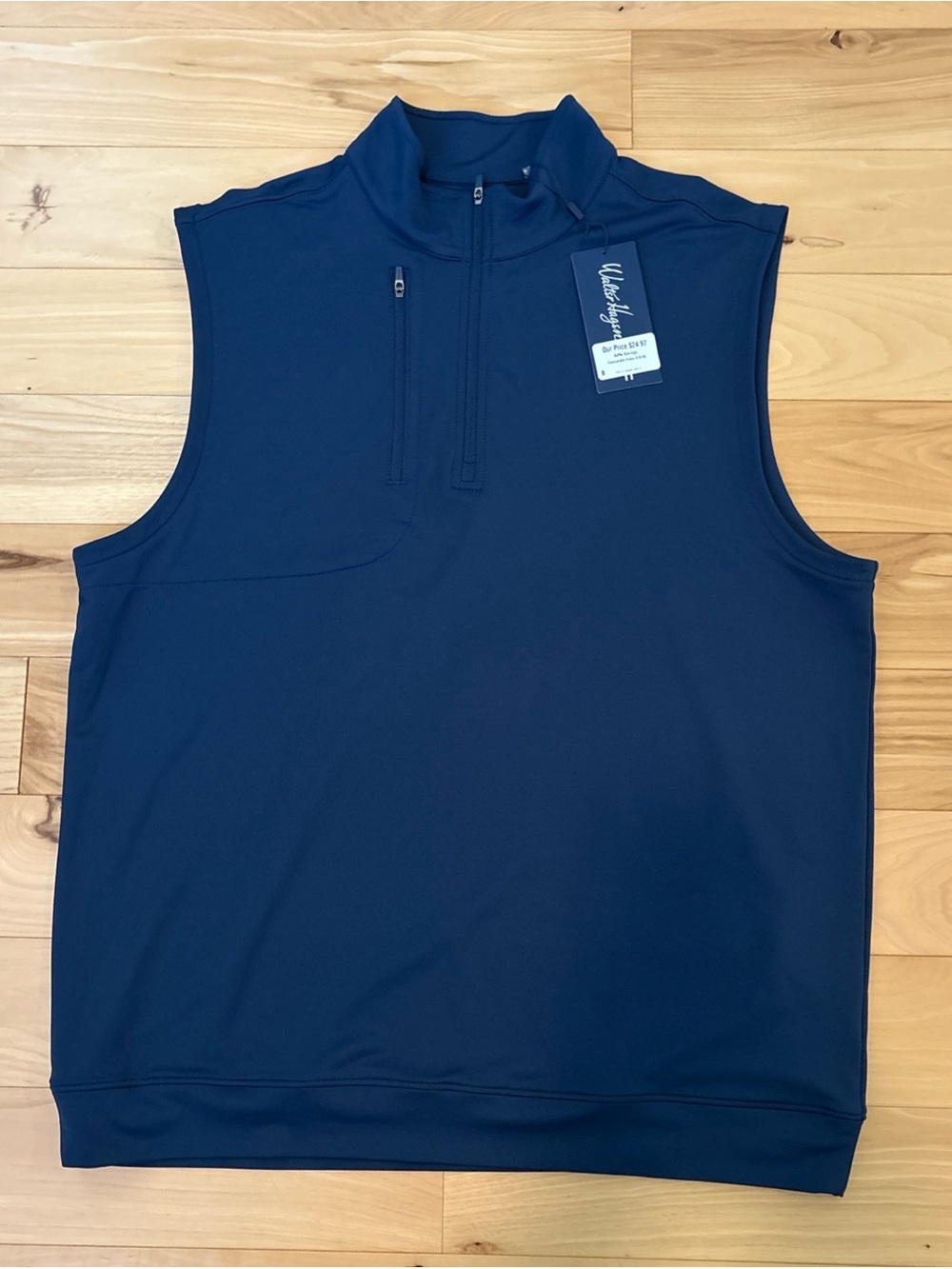 New Walter Hagen Men's Navy P11 Sleeveless Quarter-Zip Golf Vest Retail $70